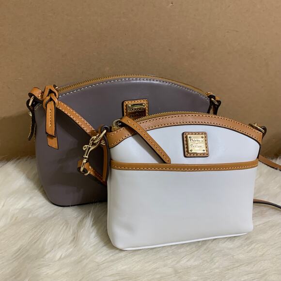DOONEY & BOURKE Smooth White Italian Leather Petite Domed Crossbody - Picture 14 of 16
